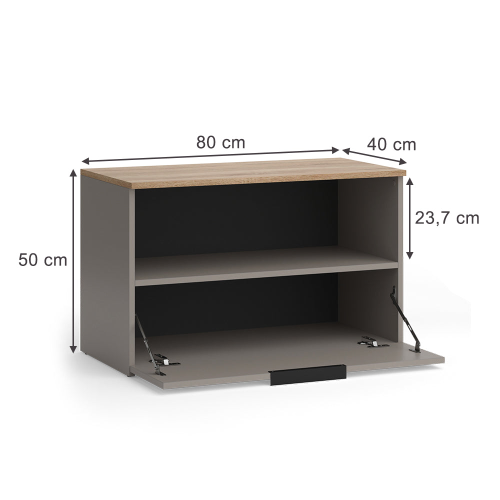 Vicco Credenza Grigio 80 x 50 cm con 1 scomparto chiuso