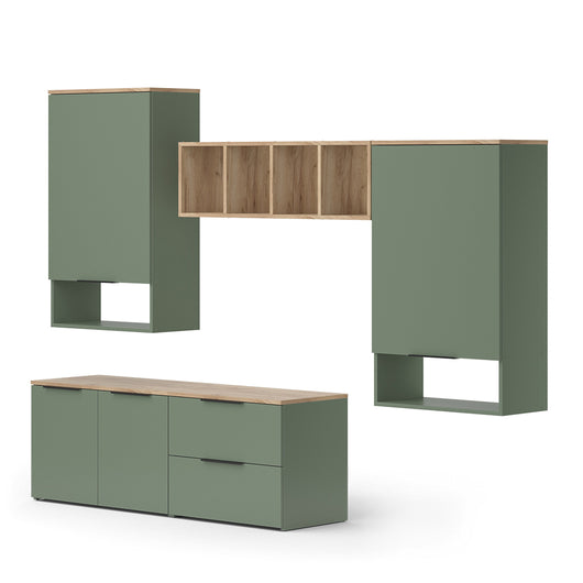 Vicco Parete attrezzata soggiorno Verde 5 parti