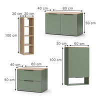 Vicco Parete attrezzata soggiorno Verde 5 parti