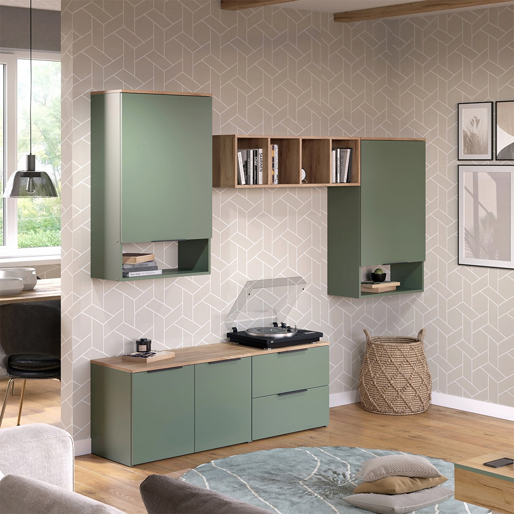 Vicco Parete attrezzata soggiorno Verde 5 parti