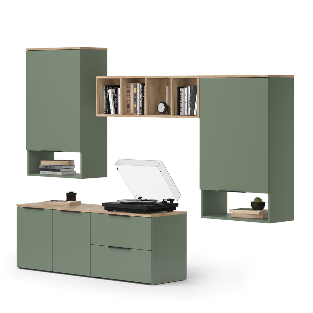 Vicco Parete attrezzata soggiorno Verde 5 parti