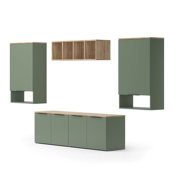 Vicco Parete attrezzata soggiorno Verde 5 parti