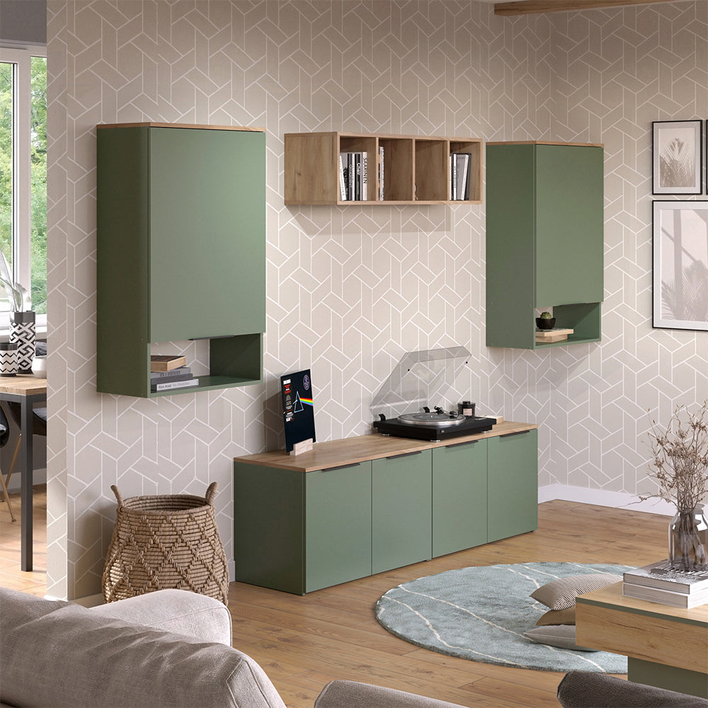 Vicco Parete attrezzata soggiorno Verde 5 parti