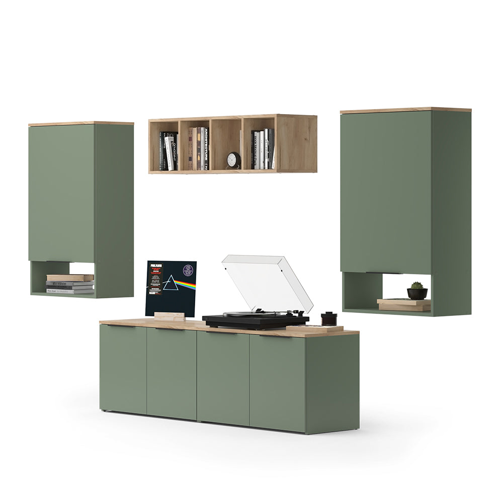 Vicco Parete attrezzata soggiorno Verde 5 parti