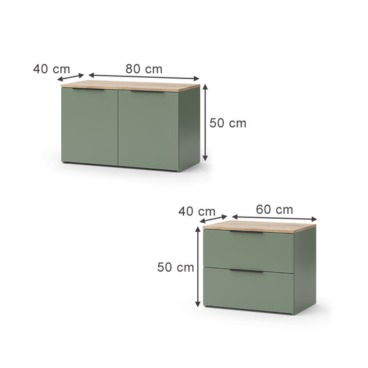 Vicco Parete attrezzata soggiorno Verde 3 parti