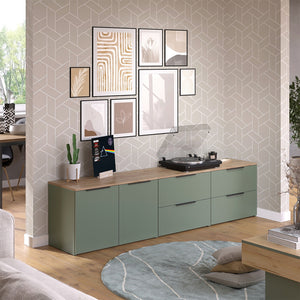 Vicco Parete attrezzata soggiorno Verde 3 parti