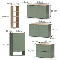 Vicco Parete attrezzata soggiorno Verde 9 parti