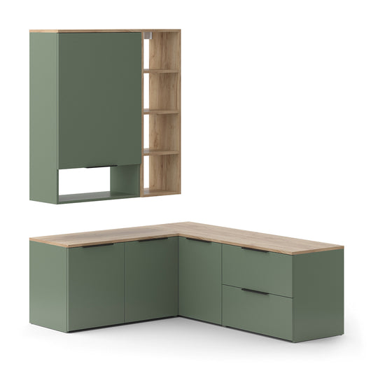 Vicco Parete attrezzata soggiorno Verde 5 parti