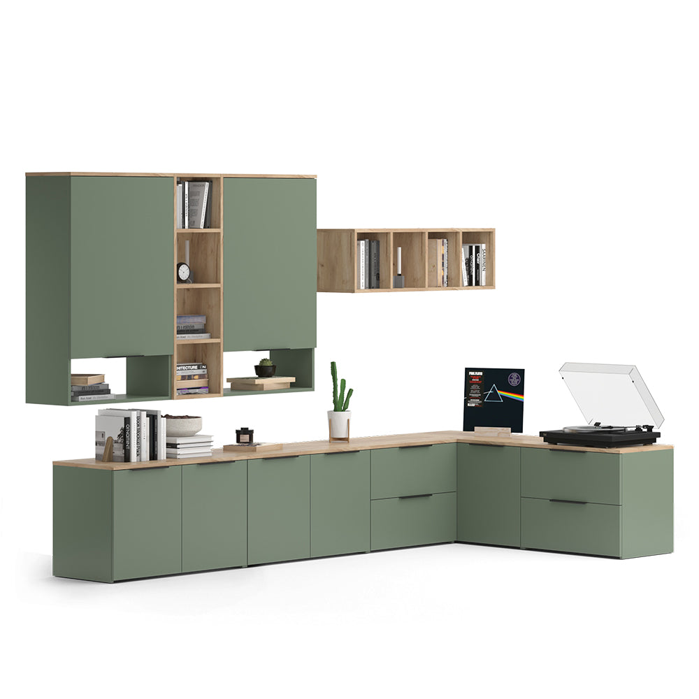 Vicco Parete attrezzata soggiorno Verde 9 parti