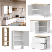 Vicco Parete attrezzata soggiorno Bianco/Sonoma 9 parti