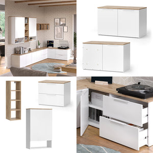 Vicco Parete attrezzata soggiorno Bianco/Sonoma 9 parti