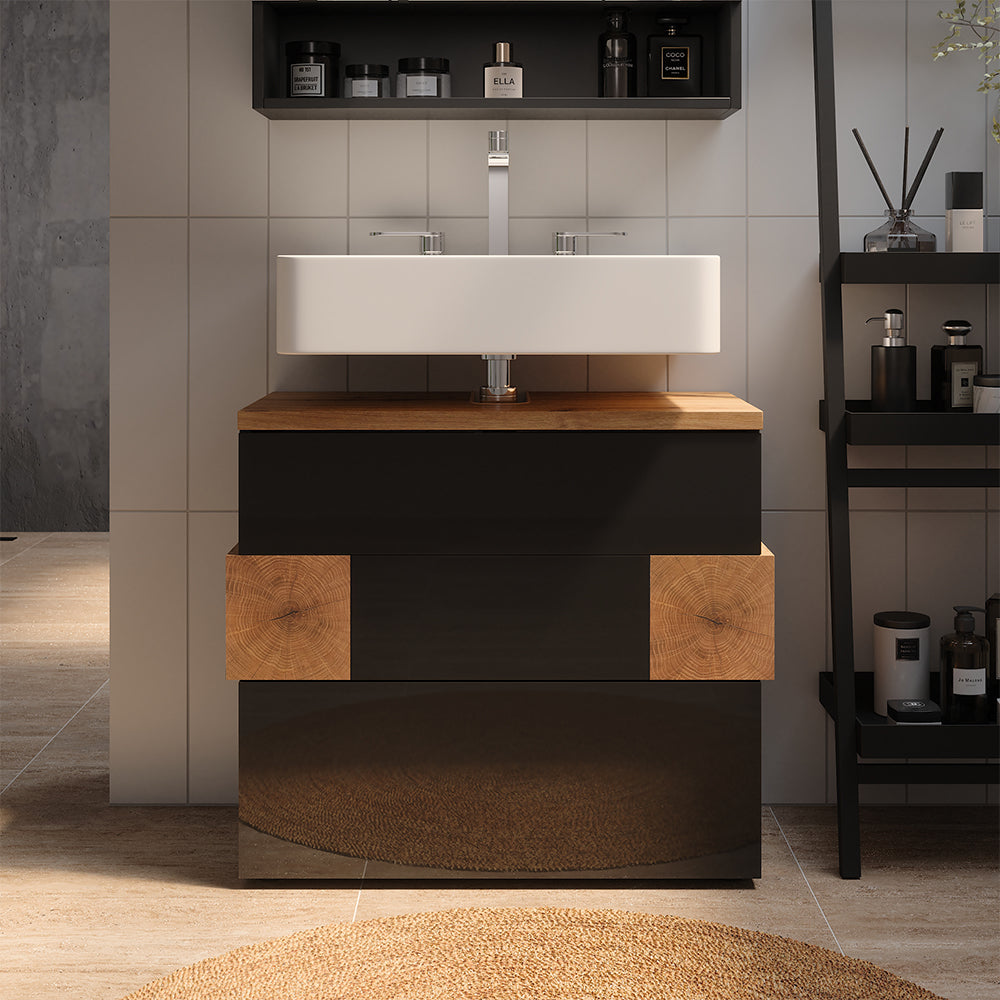Vicco Mobile sottolavabo per bagno Antracite 70 x 64.5 cm con 2 cassetti