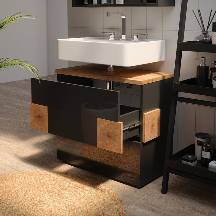 Vicco Mobile sottolavabo per bagno Antracite 70 x 64.5 cm con 2 cassetti