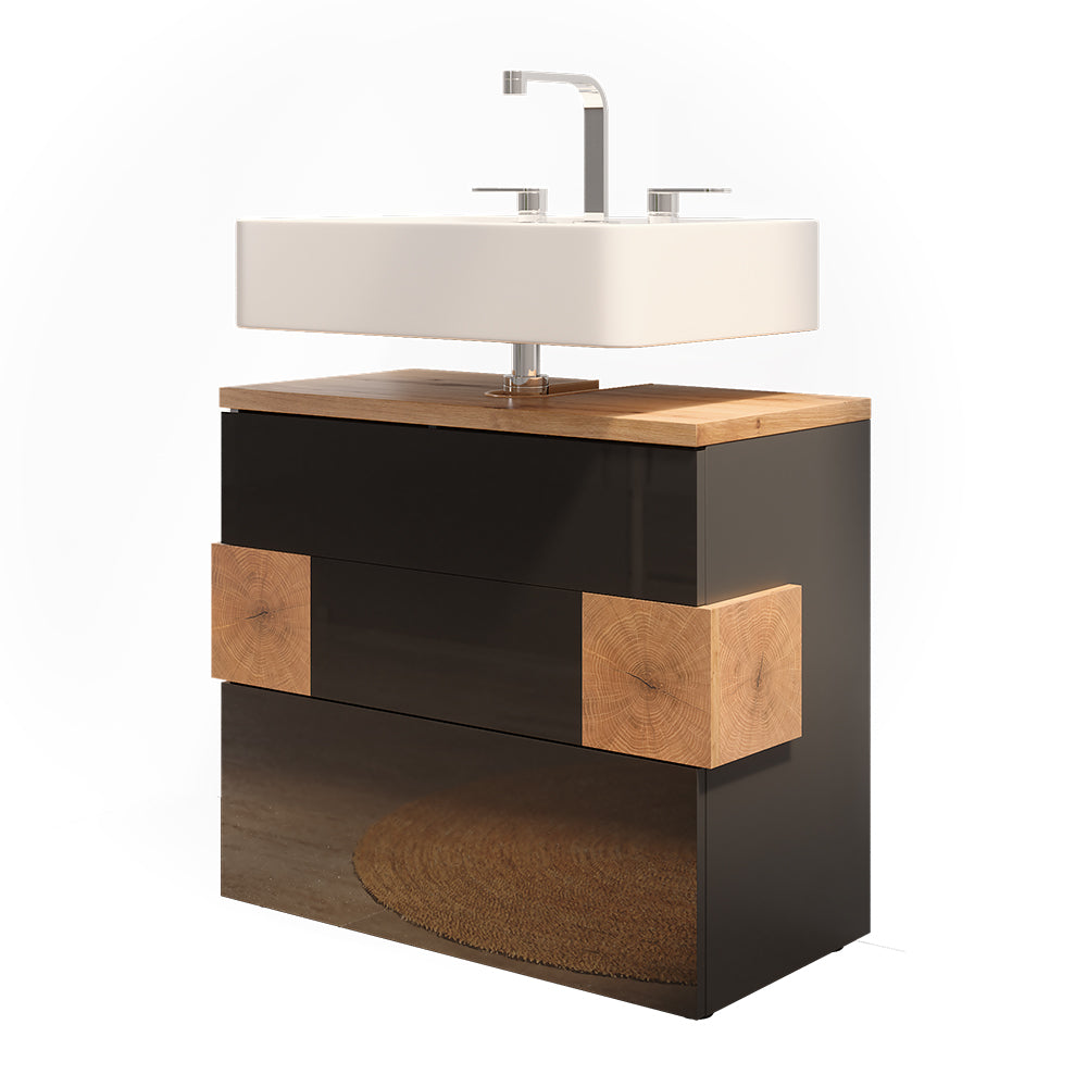 Vicco Mobile sottolavabo per bagno Antracite 70 x 64.5 cm con 2 cassetti