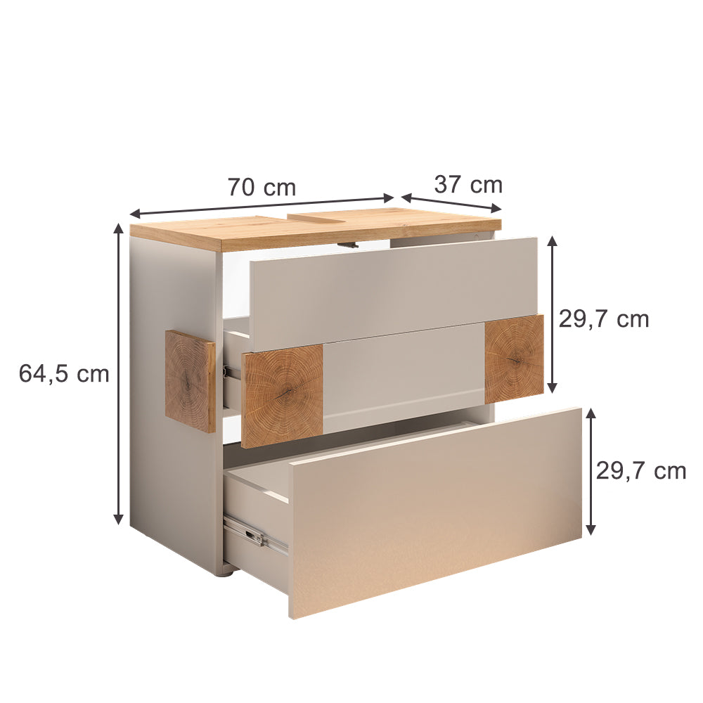 Vicco Mobile sottolavabo per bagno Bianco 70 x 64.5 cm con 2 cassetti