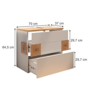 Vicco Mobile sottolavabo per bagno Bianco 70 x 64.5 cm con 2 cassetti