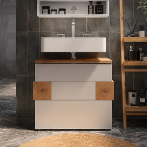 Vicco Mobile sottolavabo per bagno Bianco 70 x 64.5 cm con 2 cassetti