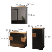 Vicco Set di mobili da bagno Antracite 3 parti