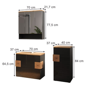 Vicco Set di mobili da bagno Antracite 3 parti