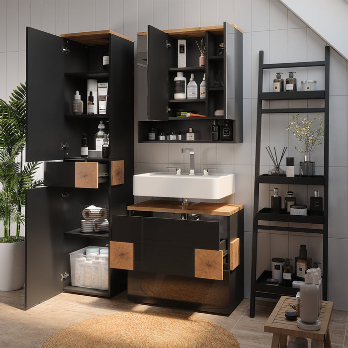 Vicco Set di mobili da bagno Antracite 3 parti