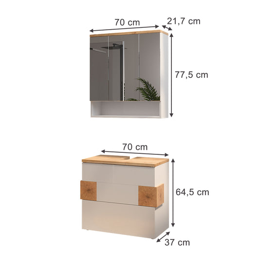 Vicco Set di mobili da bagno Bianco 2 parti