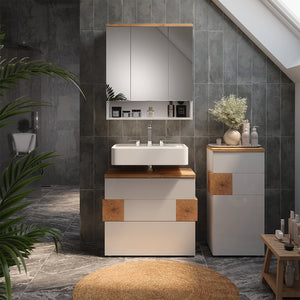 Vicco Set di mobili da bagno Bianco 3 parti