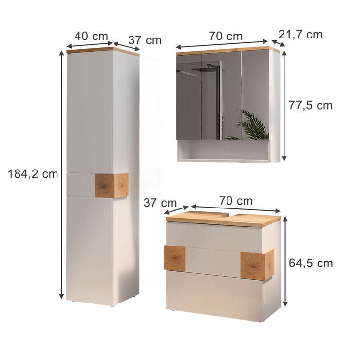 Vicco Set di mobili da bagno Bianco 3 parti