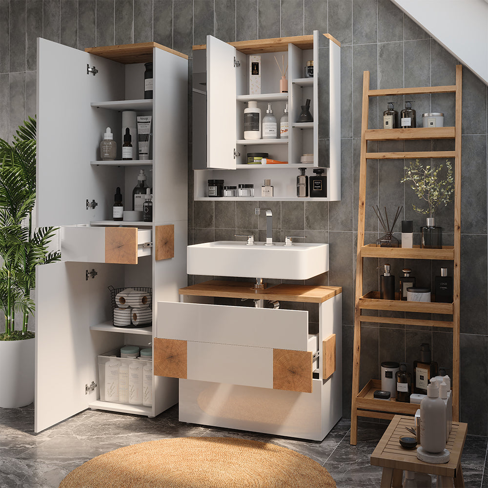 Vicco Set di mobili da bagno Bianco 3 parti