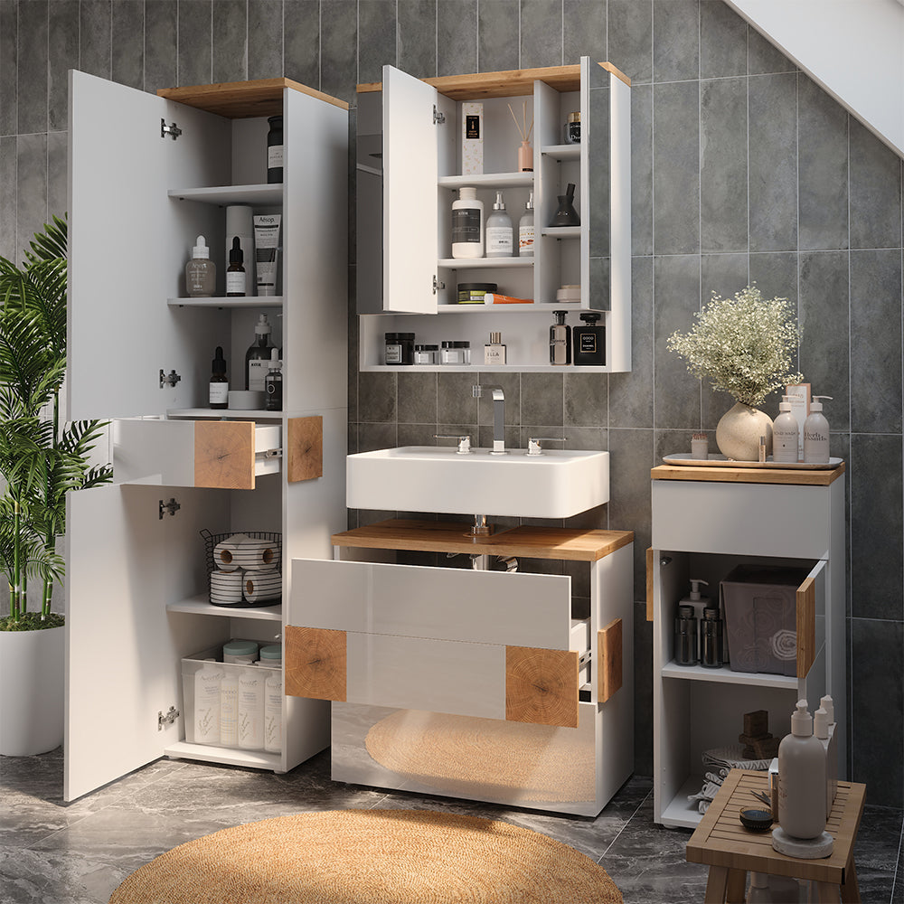 Vicco Set di mobili da bagno Bianco 4 parti