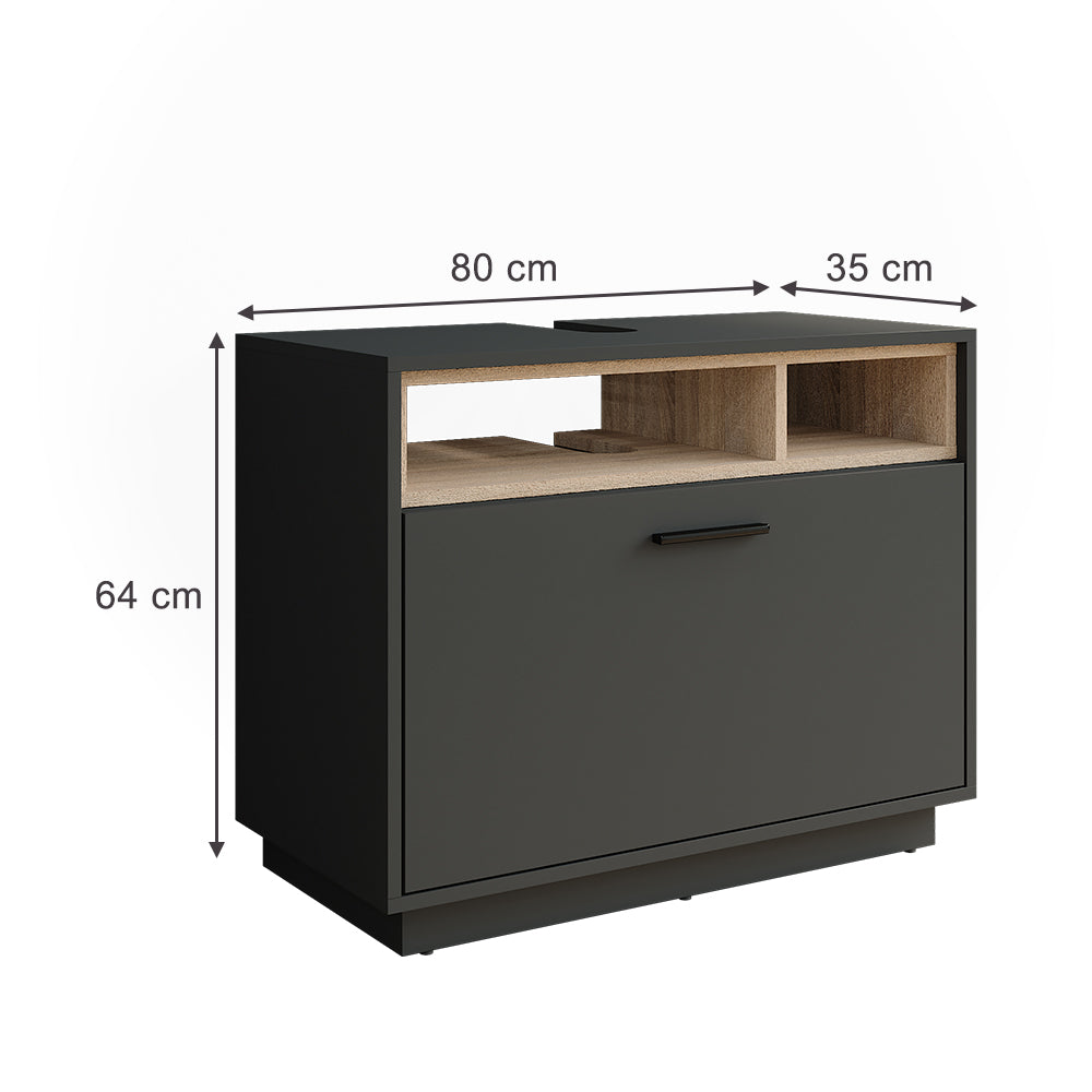Vicco Mobiletto Antracite/Sonoma 80 x 64 cm con cassetto