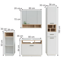 Vicco Set di mobili da bagno Bianco/Sonoma Set 4