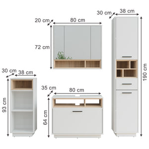 Vicco Set di mobili da bagno Bianco/Sonoma Set 4