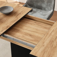 Vicco Tavolo da pranzo Estensibile Nero/quercia 120/160 x 80 cm con scomparti aperti