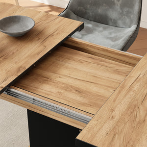 Vicco Tavolo da pranzo Estensibile Nero/quercia 120/160 x 80 cm con scomparti aperti