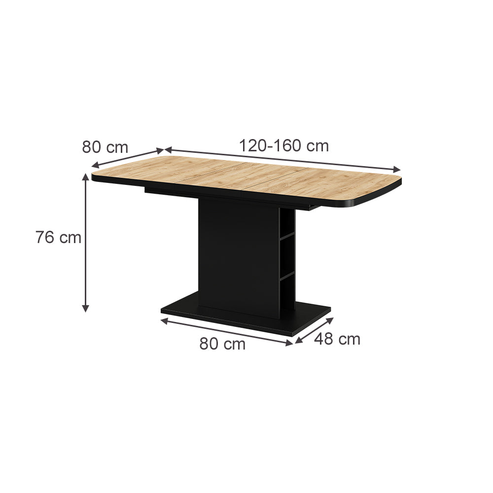 Vicco Tavolo da pranzo Estensibile Rovere nero/oro 120/160 x 80 cm 2 parti