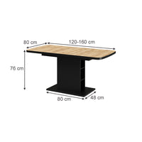 Vicco Tavolo da pranzo Estensibile Rovere nero/oro 120/160 x 80 cm 2 parti