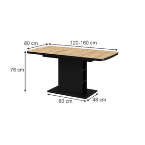 Vicco Tavolo da pranzo Estensibile Rovere nero/oro 120/160 x 80 cm 2 parti