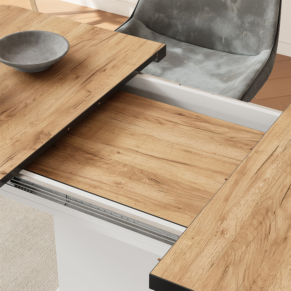 Vicco Tavolo da pranzo Estensibile Nero/Rovere Goldkraft/Bianco 120/160 x 80 cm 2 parti