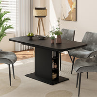 Vicco Tavolo da pranzo Estensibile Nero 120/160 x 80 cm con scomparti aperti