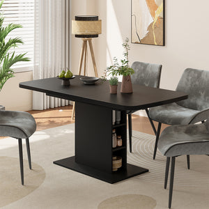 Vicco Tavolo da pranzo Estensibile Nero 120/160 x 80 cm con scomparti aperti