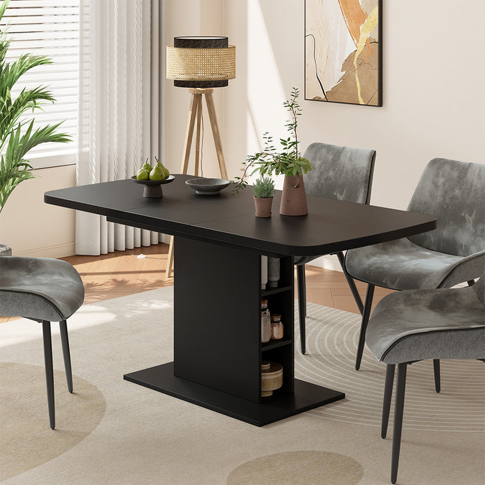 Vicco Tavolo da pranzo Estensibile Nero 120/160 x 80 cm con scomparti aperti