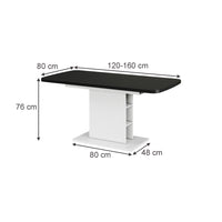 Vicco Tavolo da pranzo Estensibile Nero/bianco 120/160 x 80 cm con scomparti aperti