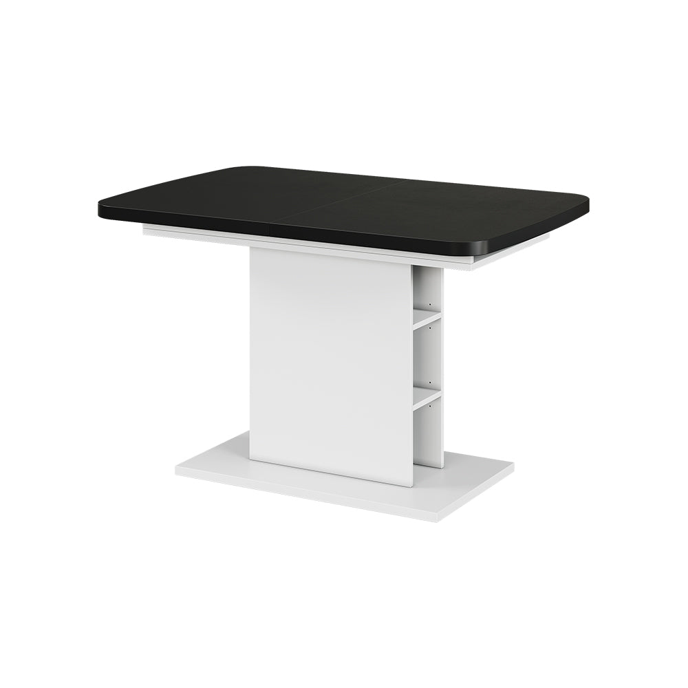 Vicco Tavolo da pranzo Estensibile Nero/bianco 120/160 x 80 cm con scomparti aperti