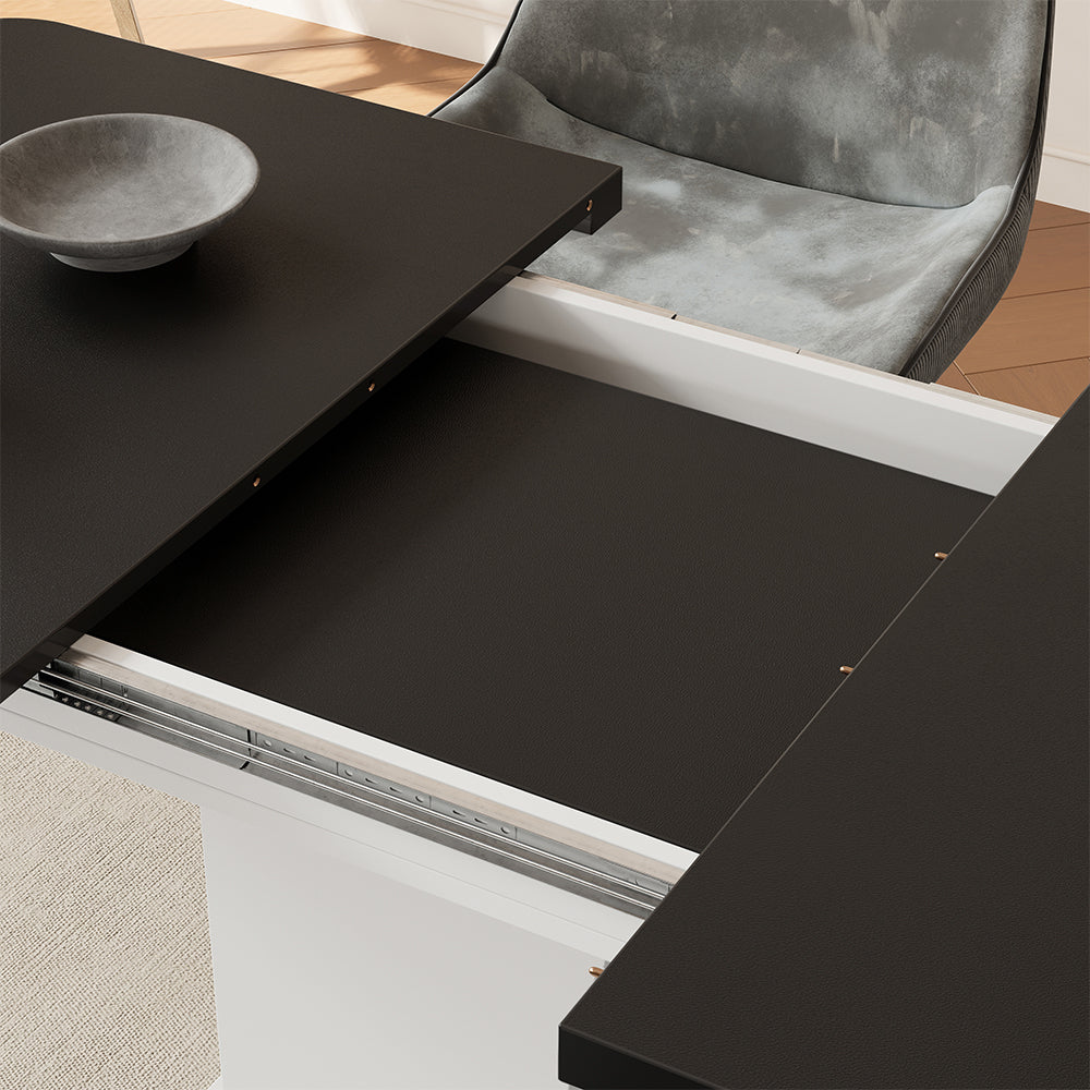 Vicco Tavolo da pranzo Estensibile Nero/bianco 120/160 x 80 cm con scomparti aperti