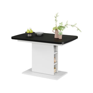 Vicco Tavolo da pranzo Estensibile Nero/bianco 120/160 x 80 cm con scomparti aperti