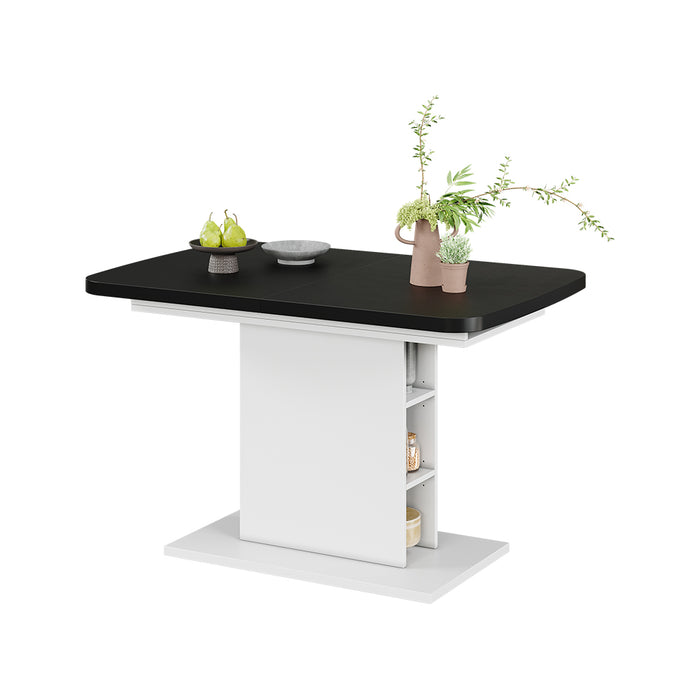 Vicco Tavolo da pranzo Estensibile Nero/bianco 120/160 x 80 cm con scomparti aperti