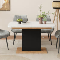 Vicco Tavolo da pranzo Estensibile Rovere bianco/nero/Goldkraft 120/160 x 80 cm con scomparti aperti