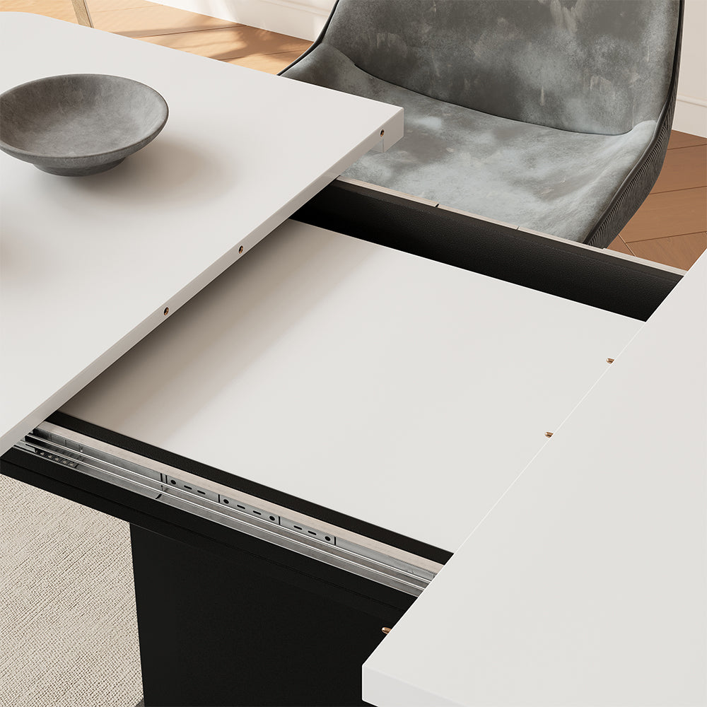 Vicco Tavolo da pranzo Estensibile Bianco/nero 120/160 x 80 cm con scomparti aperti