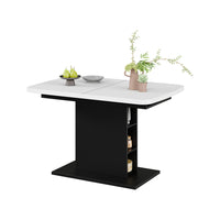 Vicco Tavolo da pranzo Estensibile Bianco/nero 120/160 x 80 cm con scomparti aperti