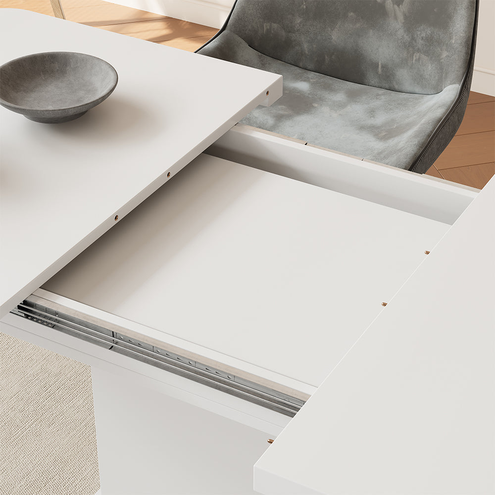 Vicco Tavolo da pranzo Estensibile Bianco 120/160 x 80 cm con scomparti aperti